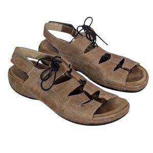 Wolky Womens Kite Sandal Size 39 8.5 Adjustable Beige Leather Wedge Shoe Strap